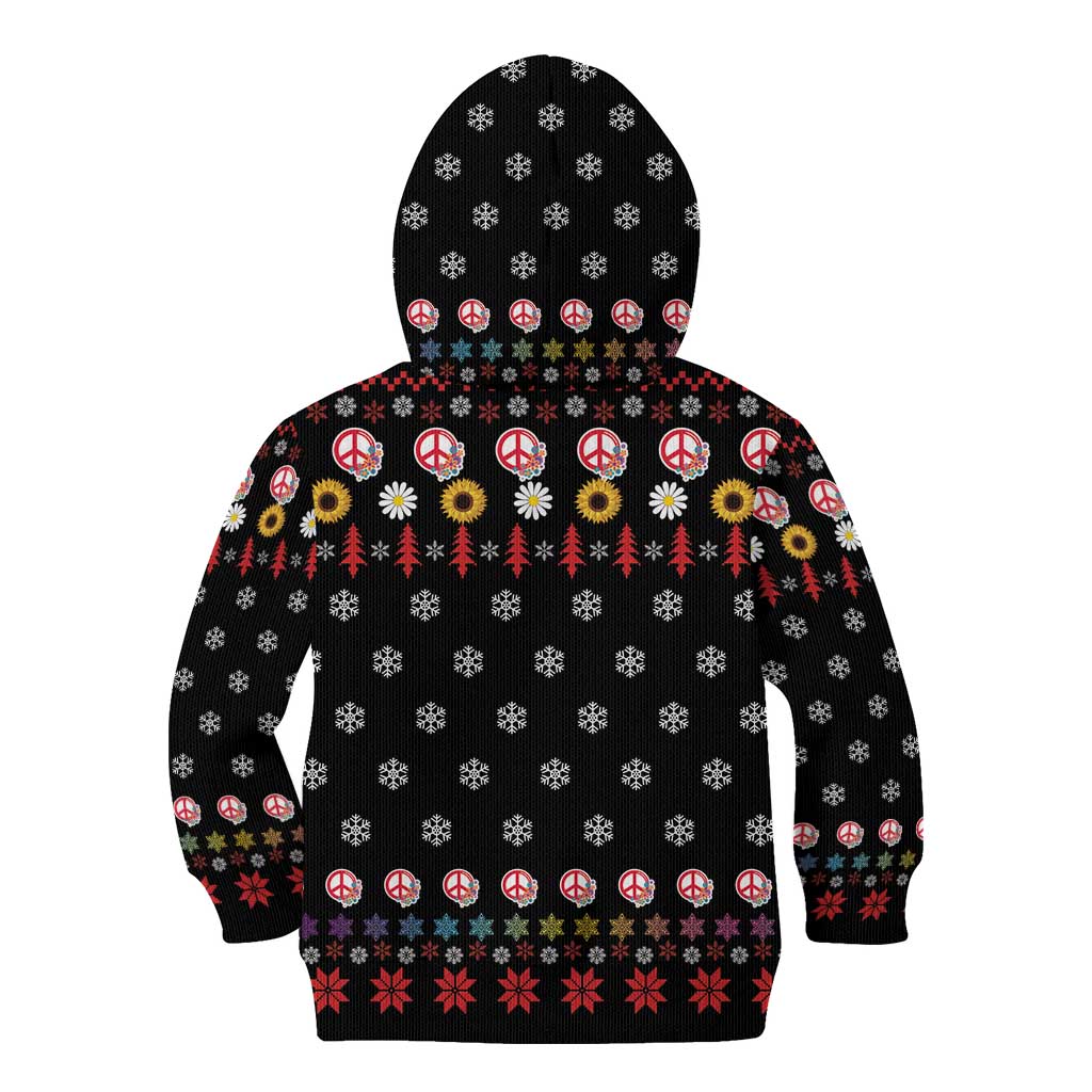 Hippie Xmas Kid Hoodie Hippie Flower Christmas Tree - Wonder Print Shop