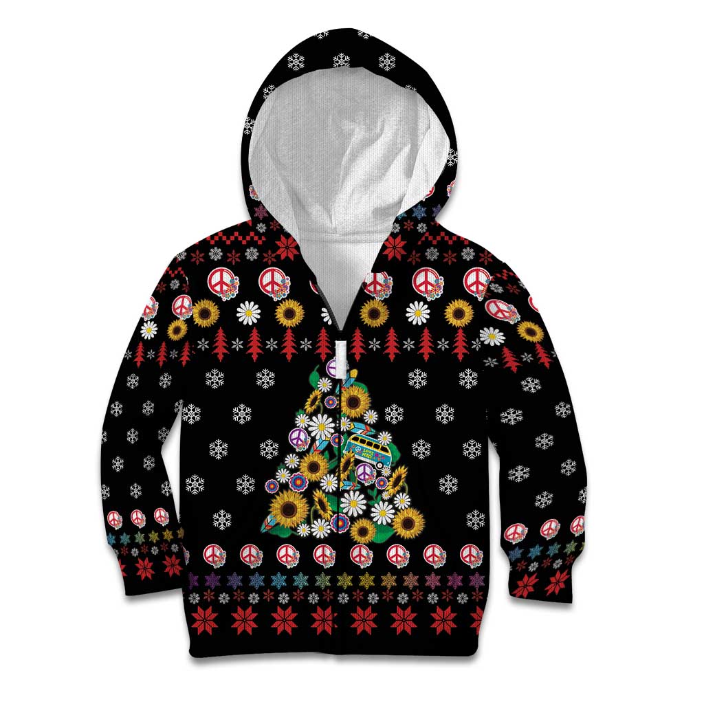 Hippie Xmas Kid Hoodie Hippie Flower Christmas Tree - Wonder Print Shop