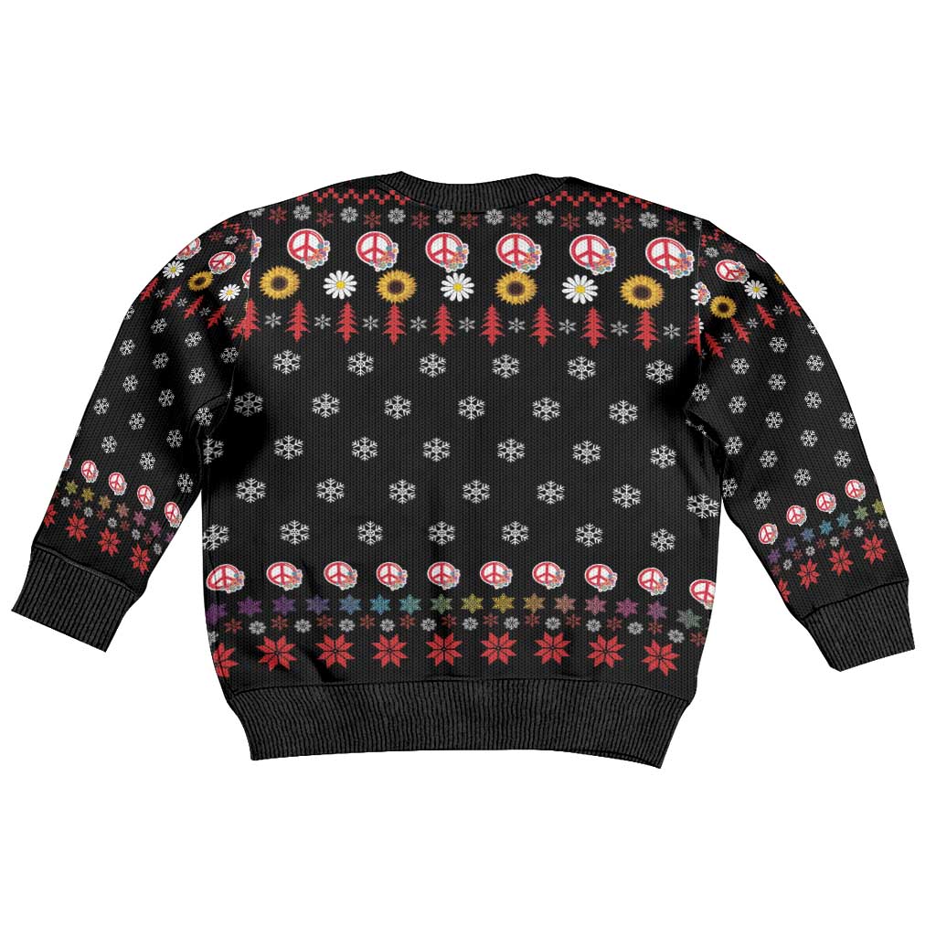 Hippie Xmas Kid Ugly Christmas Sweater Hippie Flower Christmas Tree - Wonder Print Shop