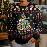 Hippie Xmas Kid Ugly Christmas Sweater Hippie Flower Christmas Tree - Wonder Print Shop