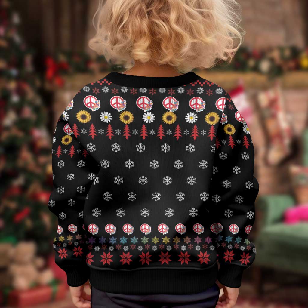 Hippie Xmas Kid Ugly Christmas Sweater Hippie Flower Christmas Tree - Wonder Print Shop