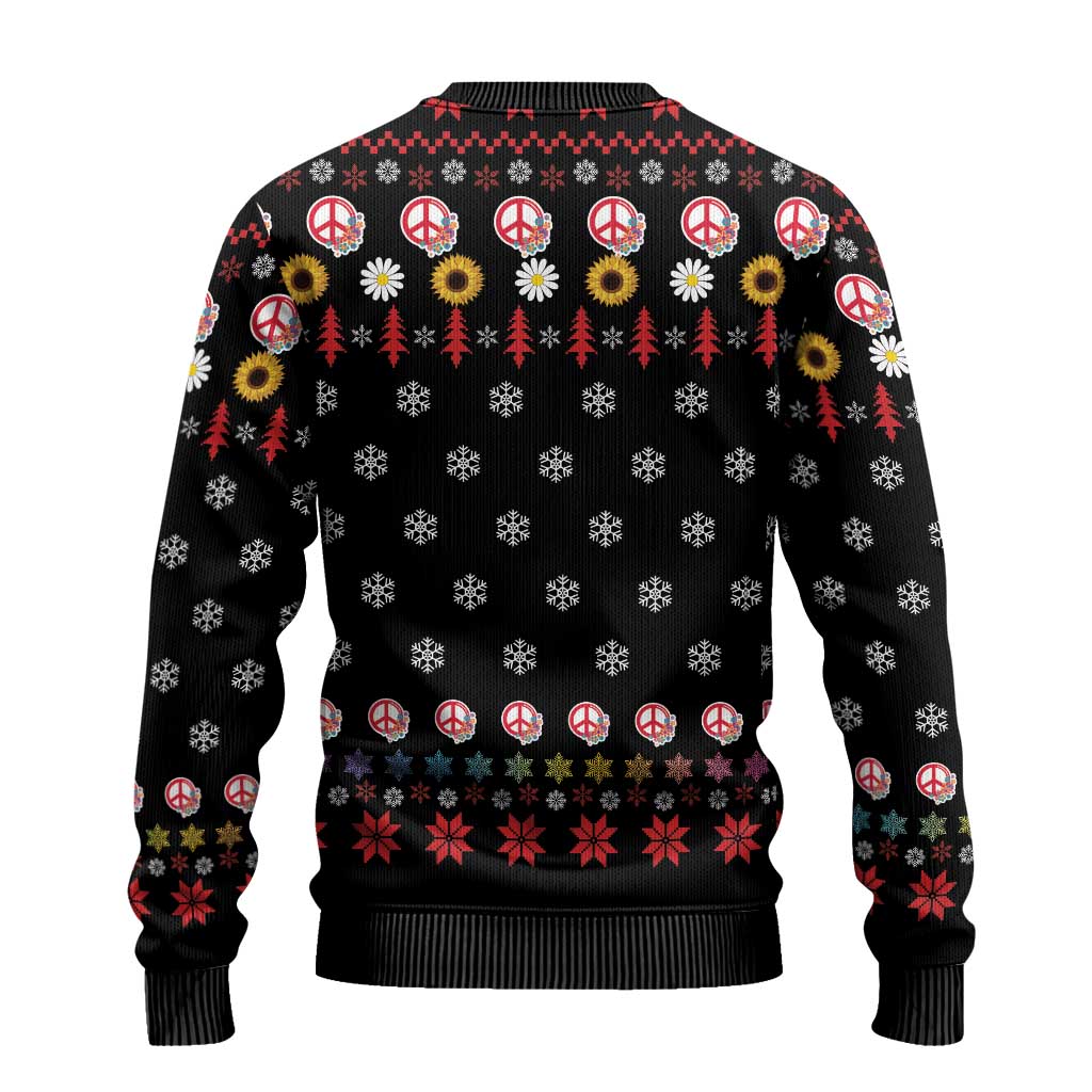 Hippie Xmas Ugly Christmas Sweater Hippie Flower Christmas Tree - Wonder Print Shop