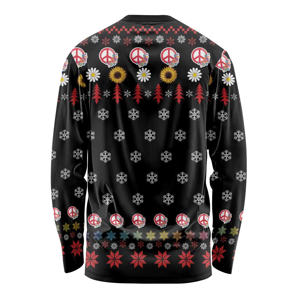 Hippie Xmas Long Sleeve Shirt Hippie Flower Christmas Tree - Wonder Print Shop