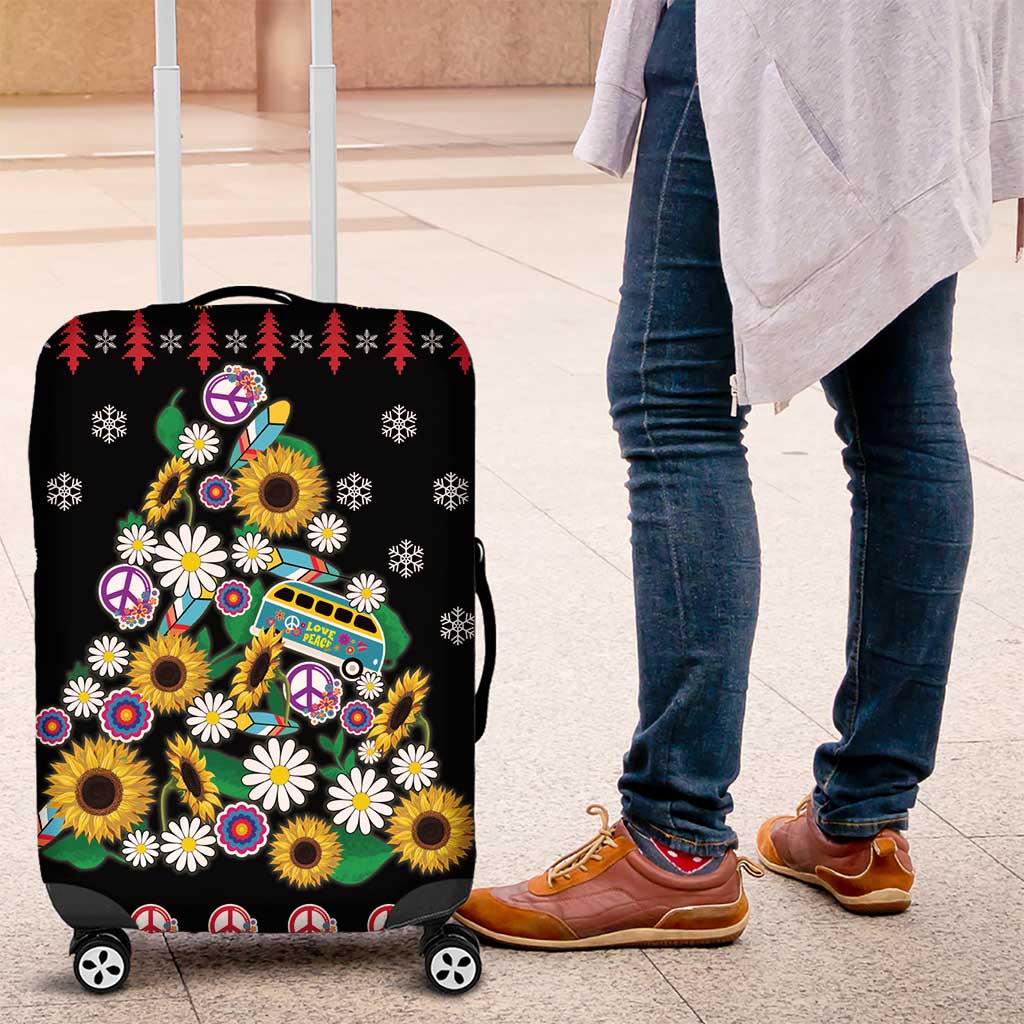 Hippie Xmas Luggage Cover Hippie Flower Christmas Tree - Wonder Print Shop