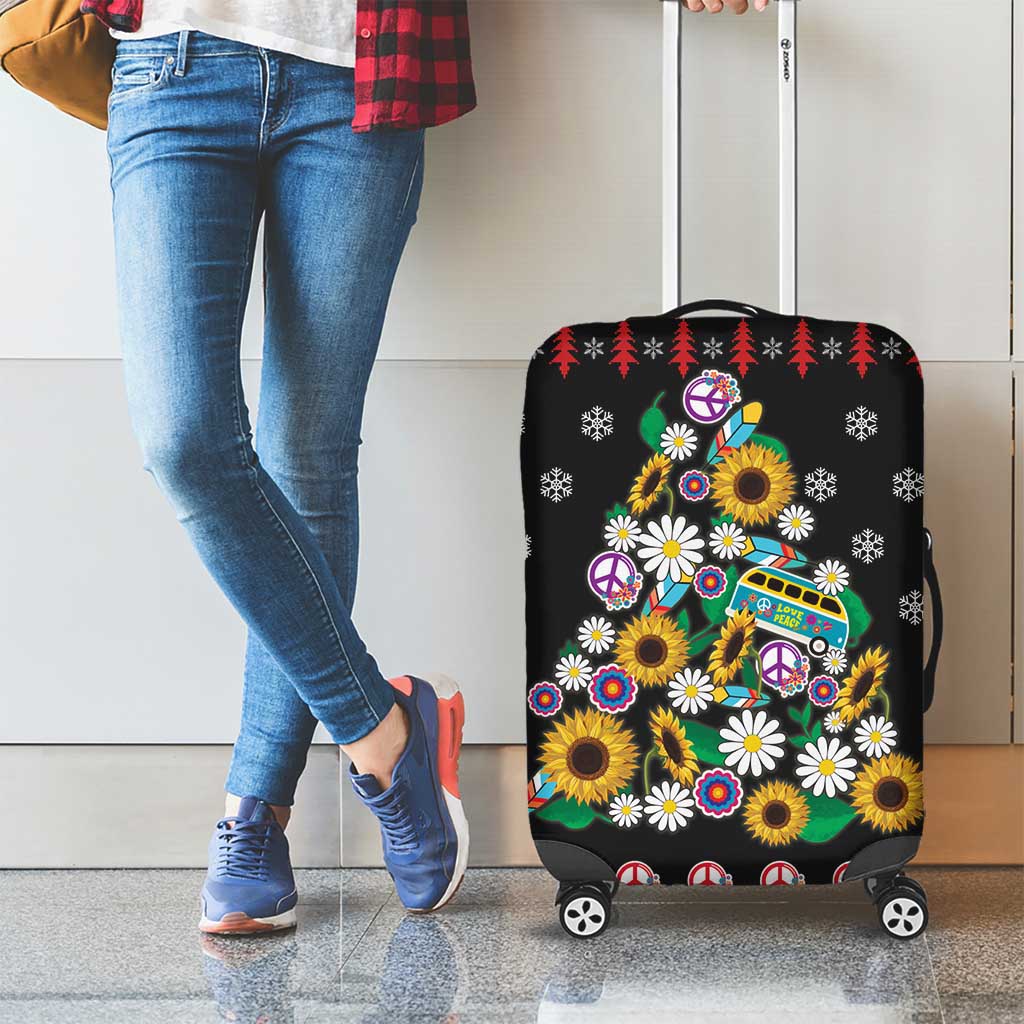 Hippie Xmas Luggage Cover Hippie Flower Christmas Tree - Wonder Print Shop