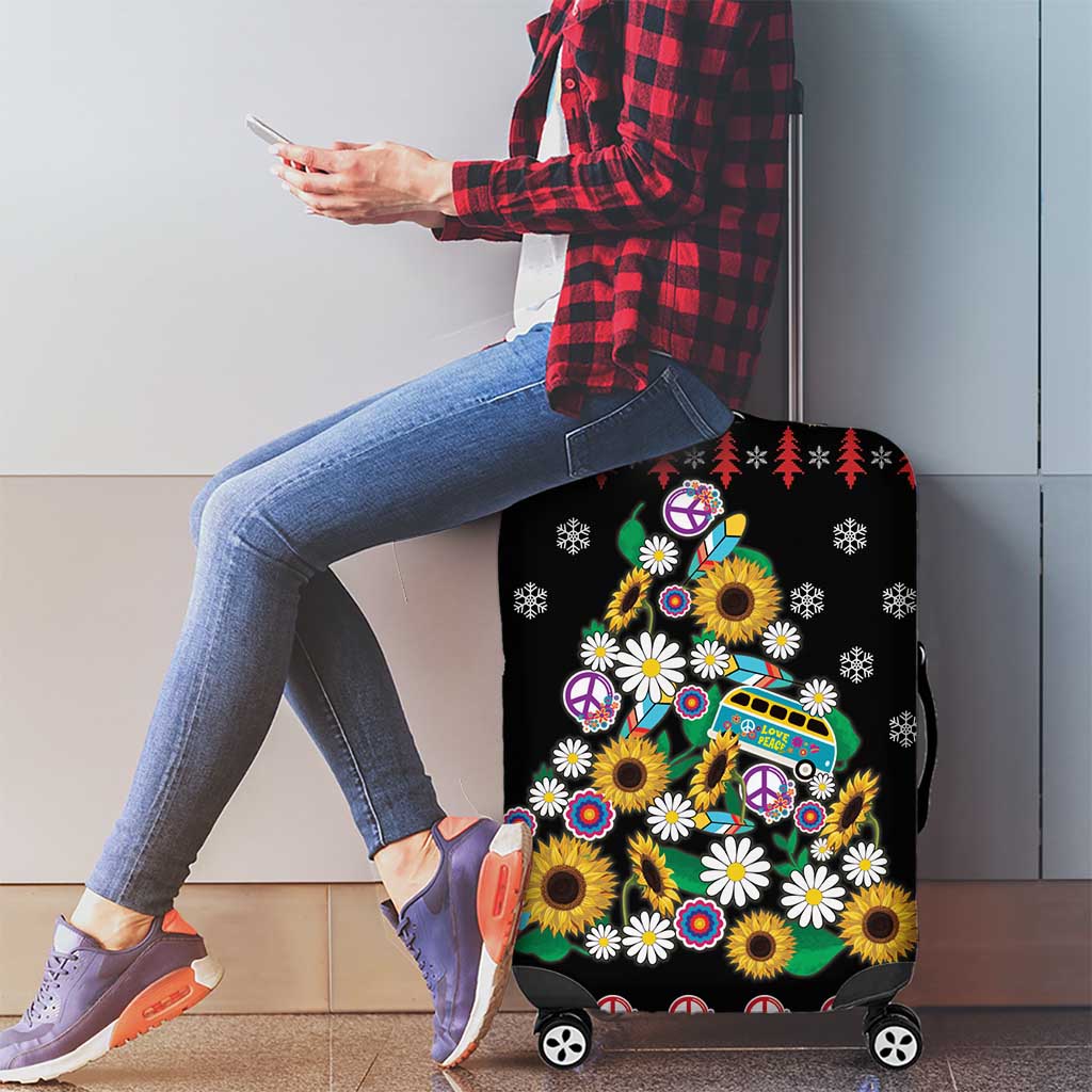 Hippie Xmas Luggage Cover Hippie Flower Christmas Tree - Wonder Print Shop
