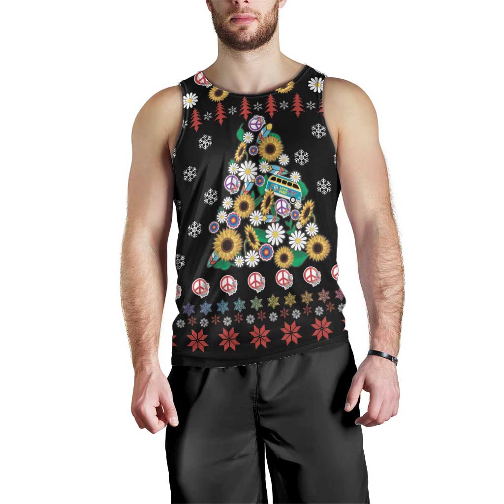 Hippie Xmas Men Tank Top Hippie Flower Christmas Tree - Wonder Print Shop
