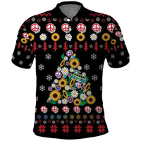 Hippie Xmas Polo Shirt Hippie Flower Christmas Tree - Wonder Print Shop