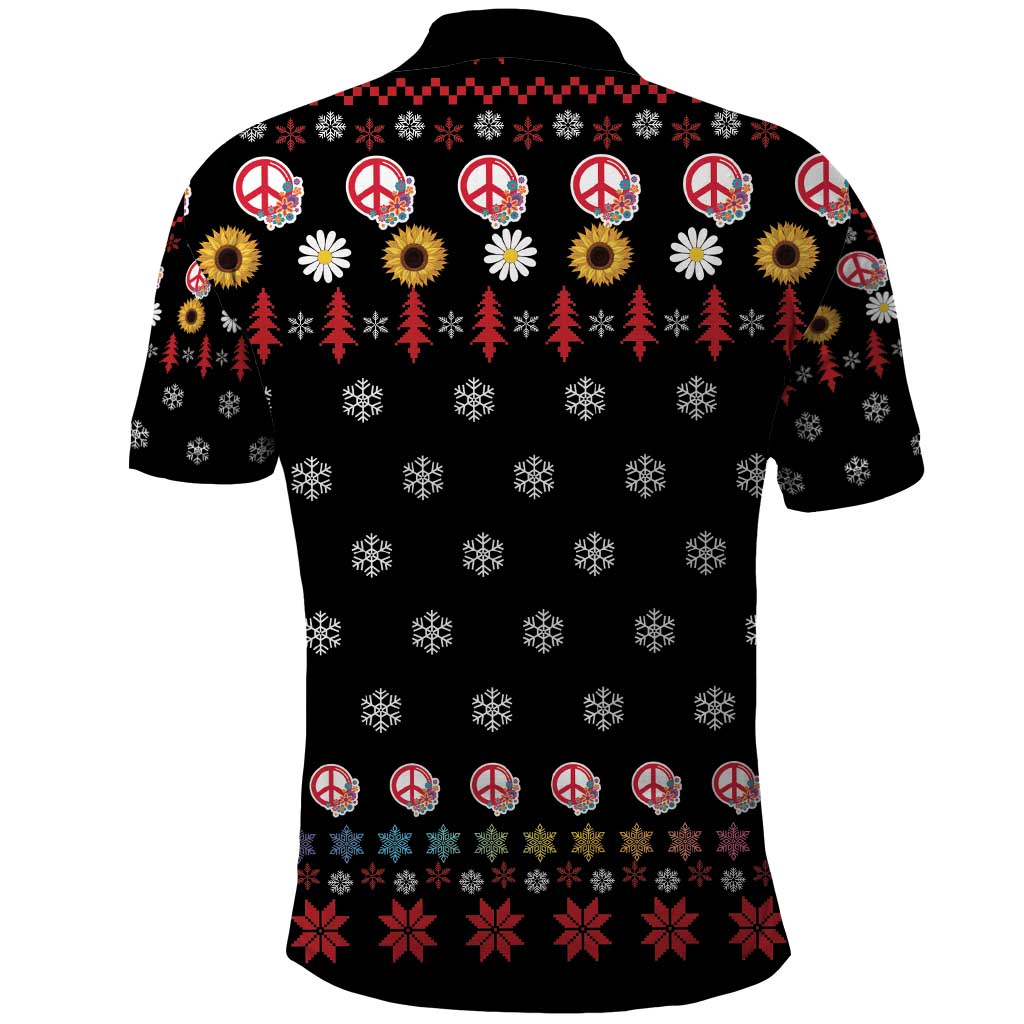 Hippie Xmas Polo Shirt Hippie Flower Christmas Tree - Wonder Print Shop