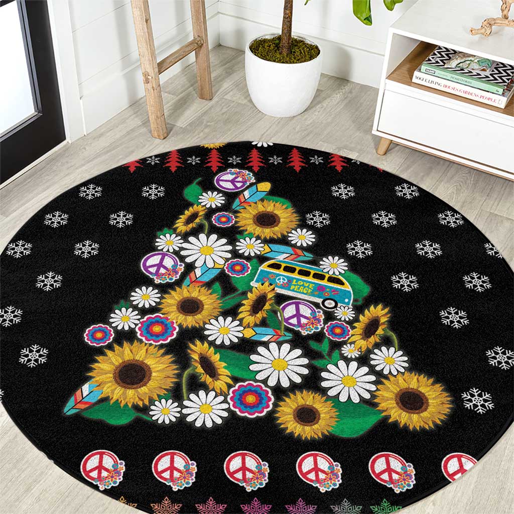 Hippie Xmas Round Carpet Hippie Flower Christmas Tree