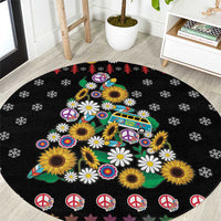 Hippie Xmas Round Carpet Hippie Flower Christmas Tree