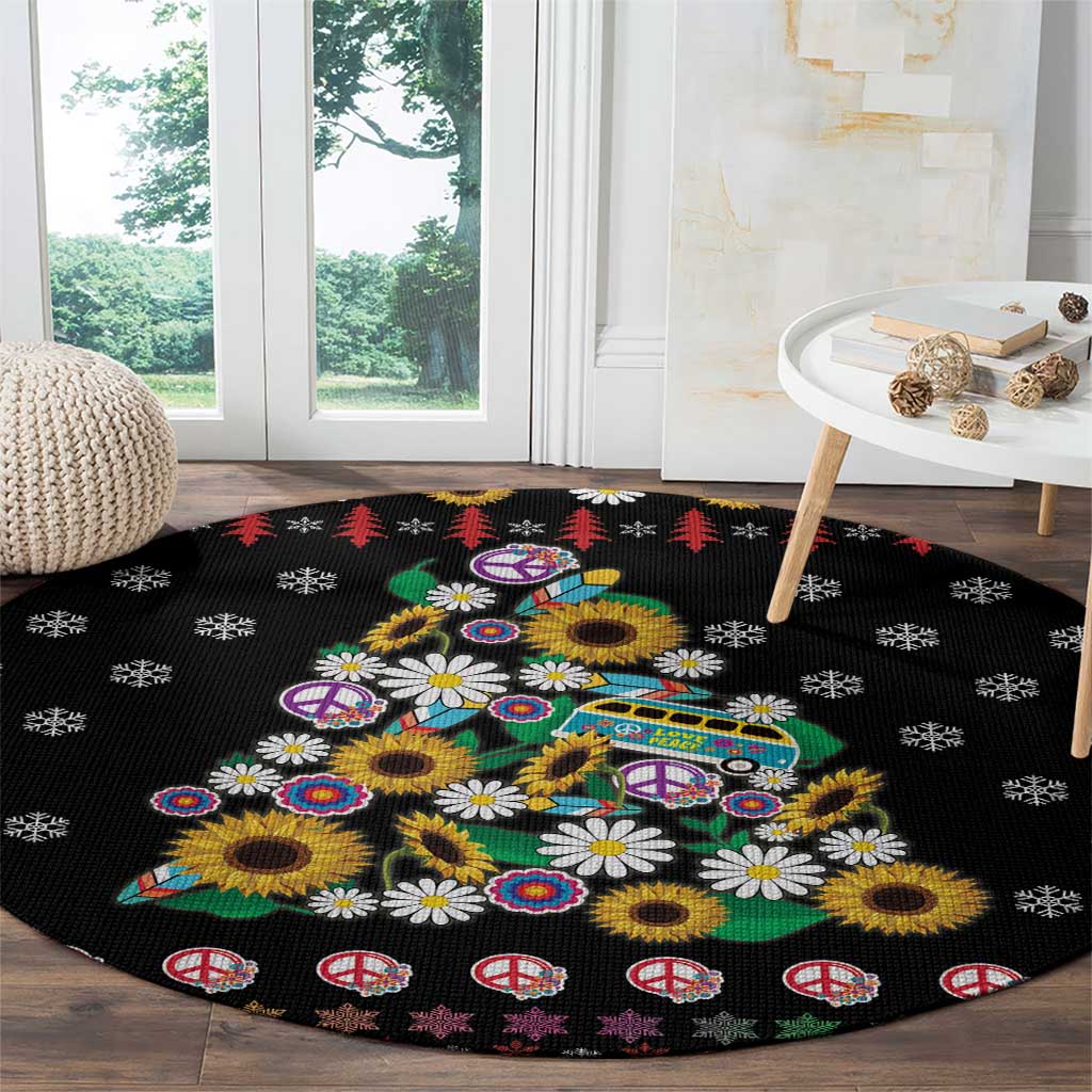Hippie Xmas Round Carpet Hippie Flower Christmas Tree