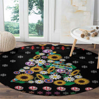 Hippie Xmas Round Carpet Hippie Flower Christmas Tree