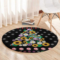 Hippie Xmas Round Carpet Hippie Flower Christmas Tree