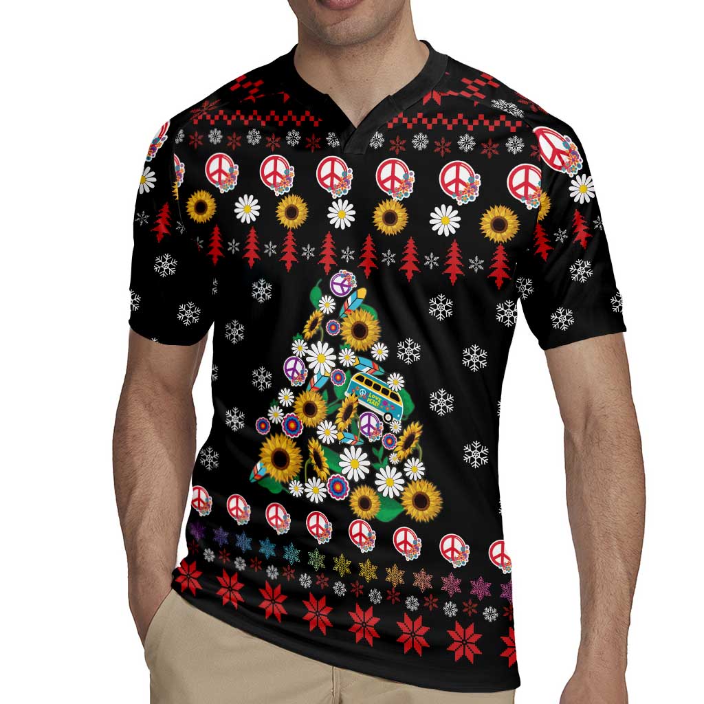 Hippie Xmas Rugby Jersey Hippie Flower Christmas Tree - Wonder Print Shop