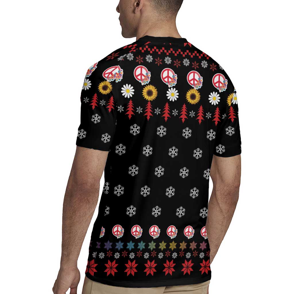 Hippie Xmas Rugby Jersey Hippie Flower Christmas Tree - Wonder Print Shop