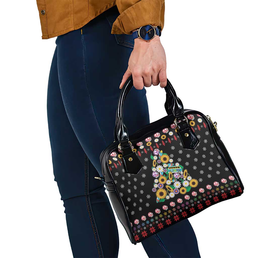 Hippie Xmas Shoulder Handbag Hippie Flower Christmas Tree