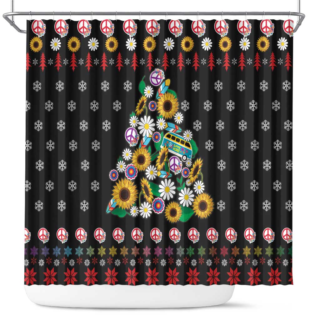 Hippie Xmas Shower Curtain Hippie Flower Christmas Tree