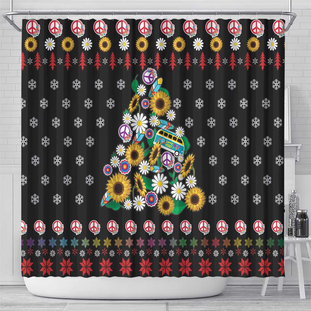 Hippie Xmas Shower Curtain Hippie Flower Christmas Tree