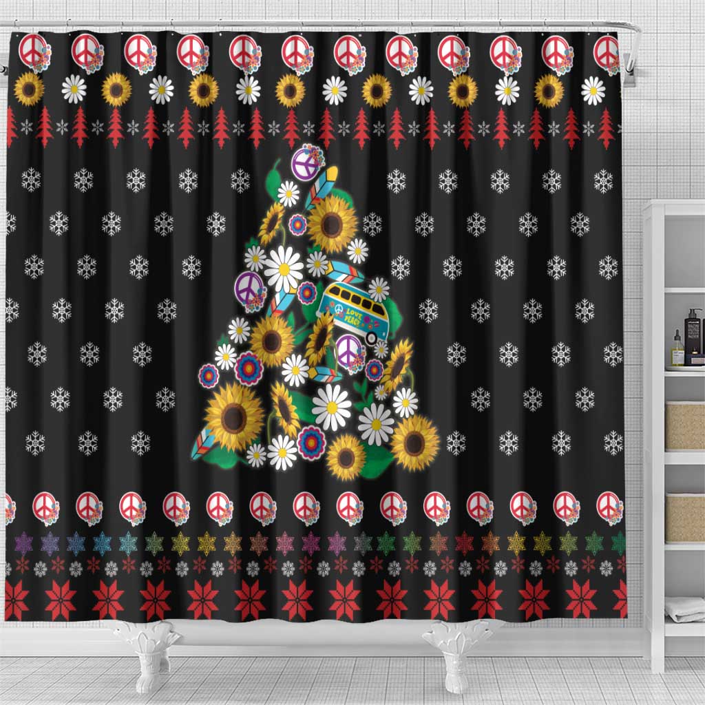 Hippie Xmas Shower Curtain Hippie Flower Christmas Tree