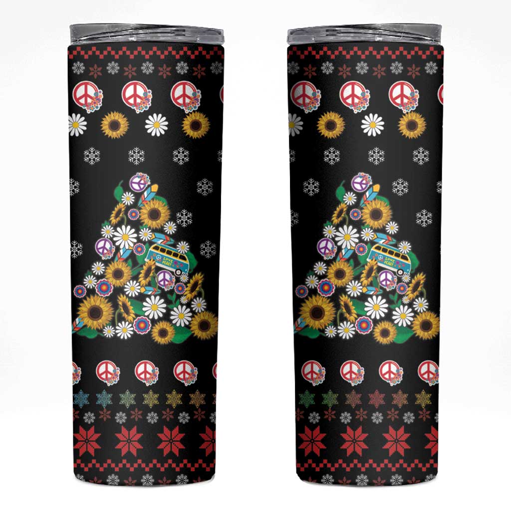 Hippie Xmas Skinny Tumbler Hippie Flower Christmas Tree - Wonder Print Shop
