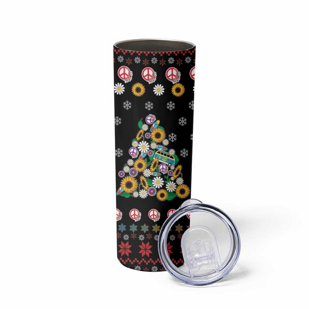 Hippie Xmas Skinny Tumbler Hippie Flower Christmas Tree - Wonder Print Shop