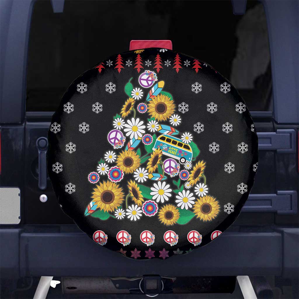Hippie Xmas Spare Tire Cover Hippie Flower Christmas Tree - Wonder Print Shop