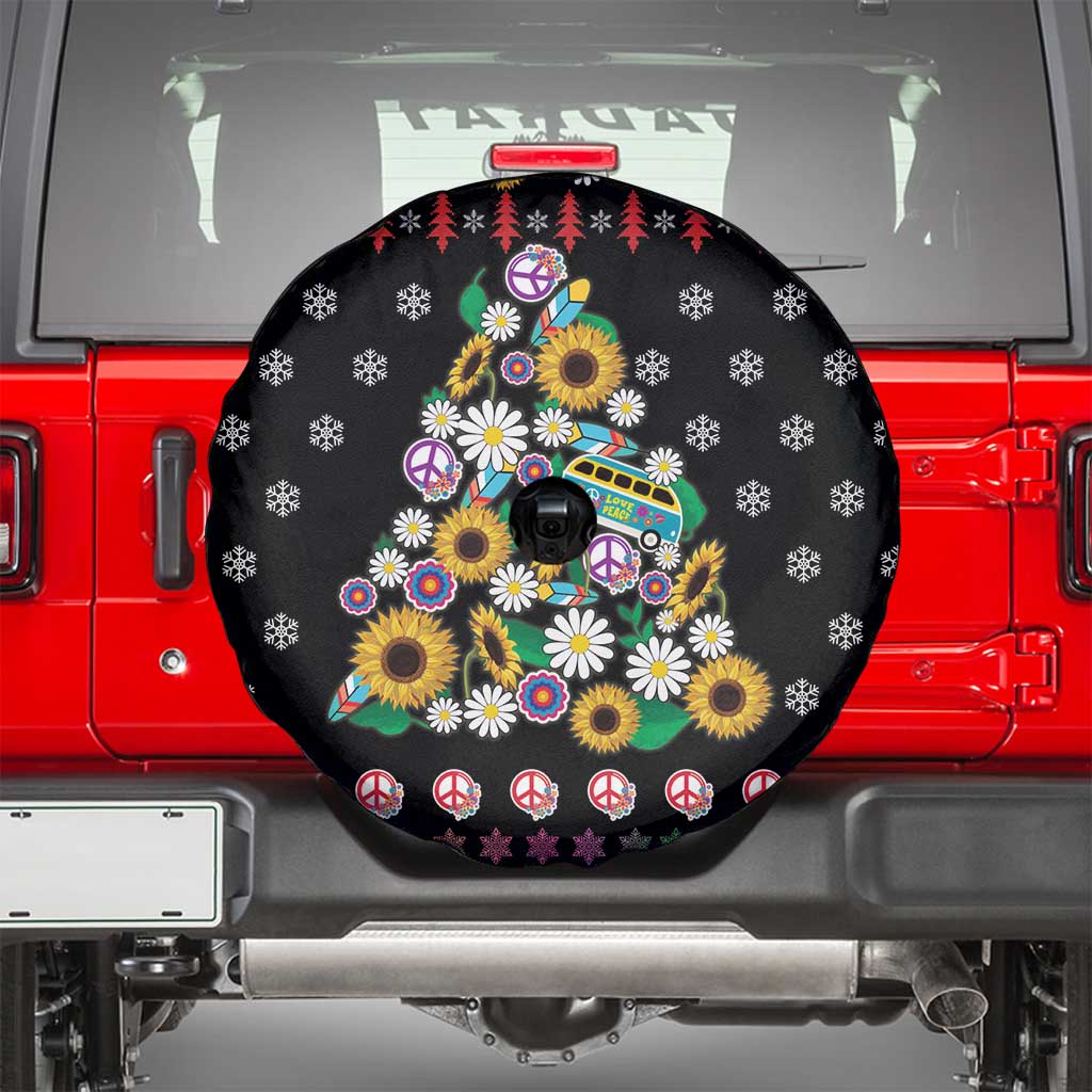 Hippie Xmas Spare Tire Cover Hippie Flower Christmas Tree - Wonder Print Shop