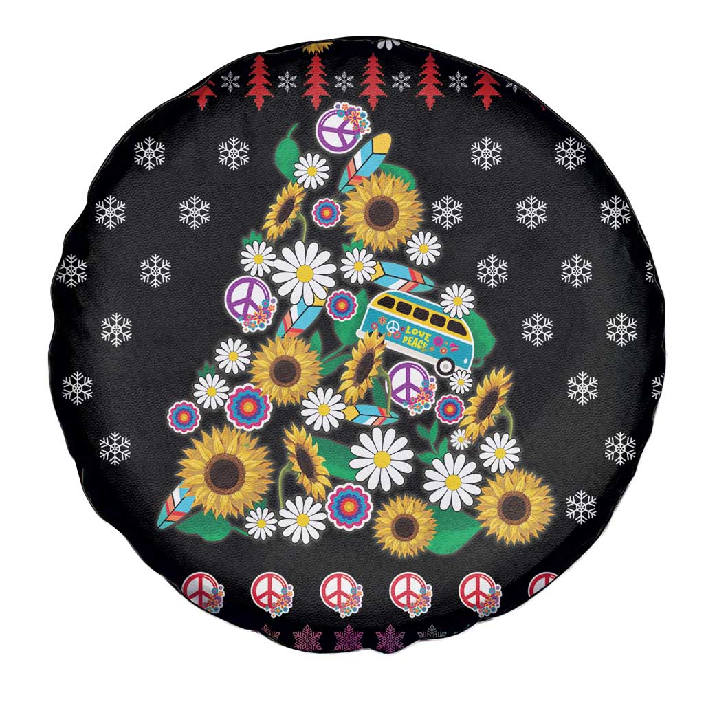 Hippie Xmas Spare Tire Cover Hippie Flower Christmas Tree - Wonder Print Shop