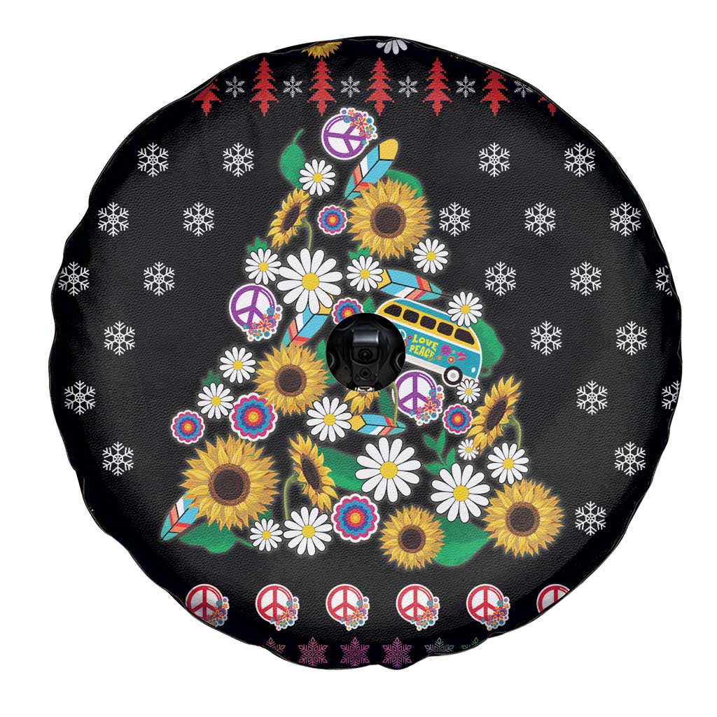 Hippie Xmas Spare Tire Cover Hippie Flower Christmas Tree - Wonder Print Shop