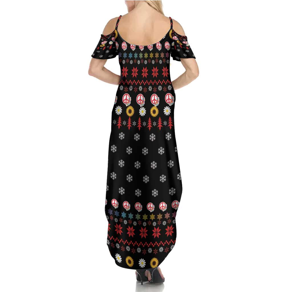 Hippie Xmas Summer Maxi Dress Hippie Flower Christmas Tree - Wonder Print Shop