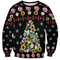 Hippie Xmas Sweatshirt Hippie Flower Christmas Tree - Wonder Print Shop