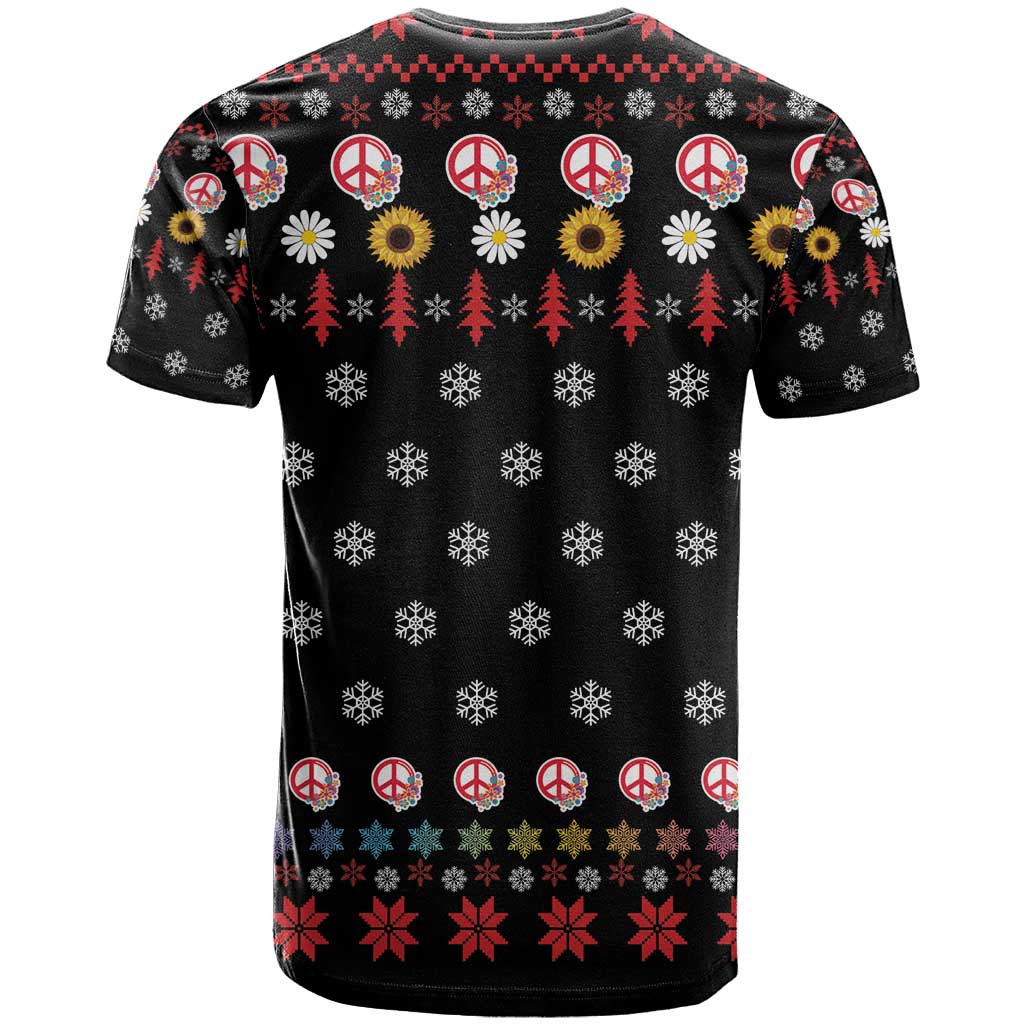Hippie Xmas T Shirt Hippie Flower Christmas Tree - Wonder Print Shop