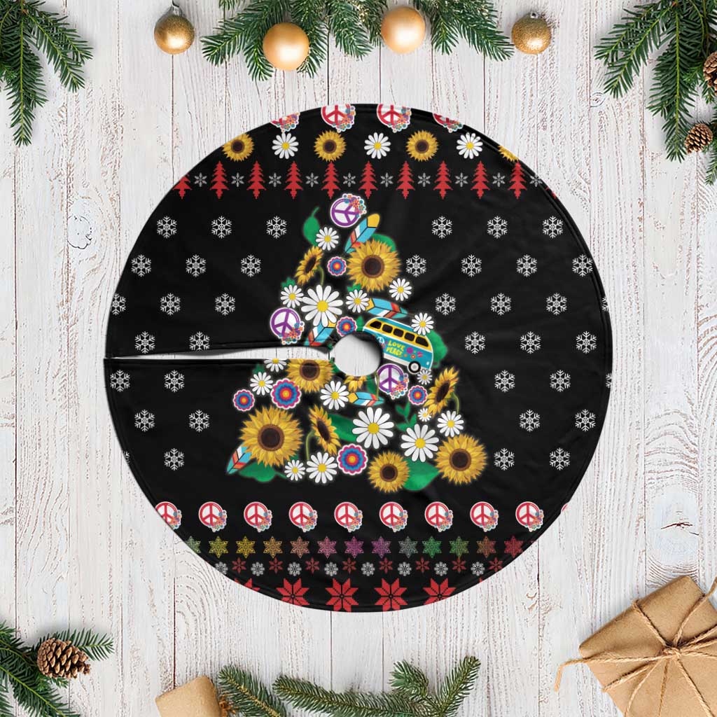 Hippie Xmas Tree Skirt Hippie Flower Christmas Tree - Wonder Print Shop