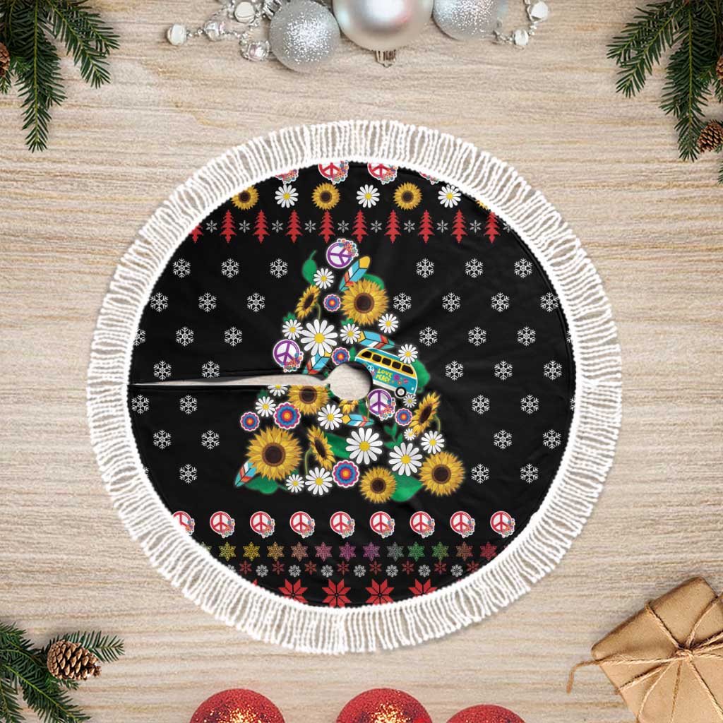Hippie Xmas Tree Skirt Hippie Flower Christmas Tree - Wonder Print Shop