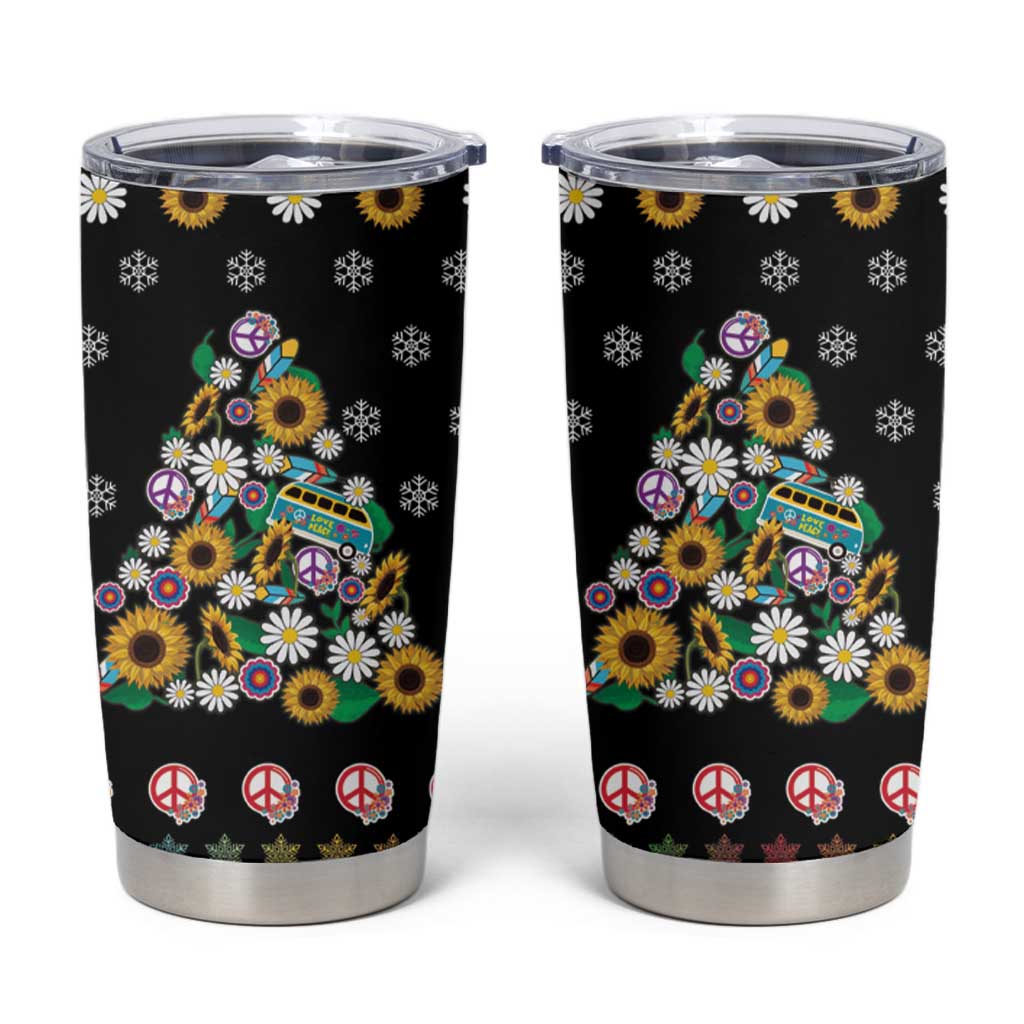 Hippie Xmas Tumbler Cup Hippie Flower Christmas Tree - Wonder Print Shop