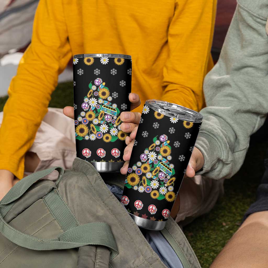 Hippie Xmas Tumbler Cup Hippie Flower Christmas Tree - Wonder Print Shop