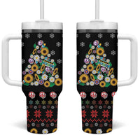 Hippie Xmas Tumbler With Handle Hippie Flower Christmas Tree - Wonder Print Shop