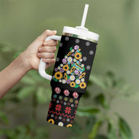 Hippie Xmas Tumbler With Handle Hippie Flower Christmas Tree - Wonder Print Shop