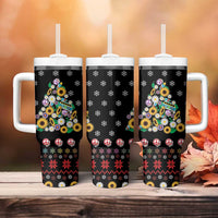 Hippie Xmas Tumbler With Handle Hippie Flower Christmas Tree - Wonder Print Shop
