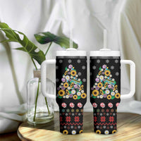 Hippie Xmas Tumbler With Handle Hippie Flower Christmas Tree - Wonder Print Shop