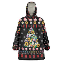 Hippie Xmas Wearable Blanket Hoodie Hippie Flower Christmas Tree - Wonder Print Shop