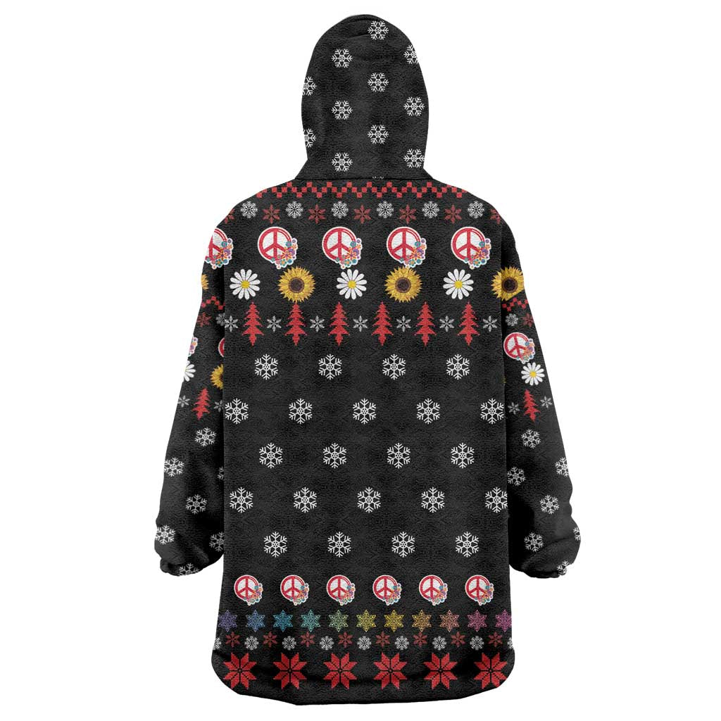 Hippie Xmas Wearable Blanket Hoodie Hippie Flower Christmas Tree - Wonder Print Shop