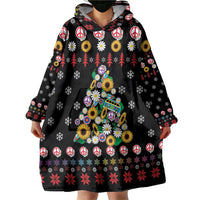 Hippie Xmas Wearable Blanket Hoodie Hippie Flower Christmas Tree - Wonder Print Shop