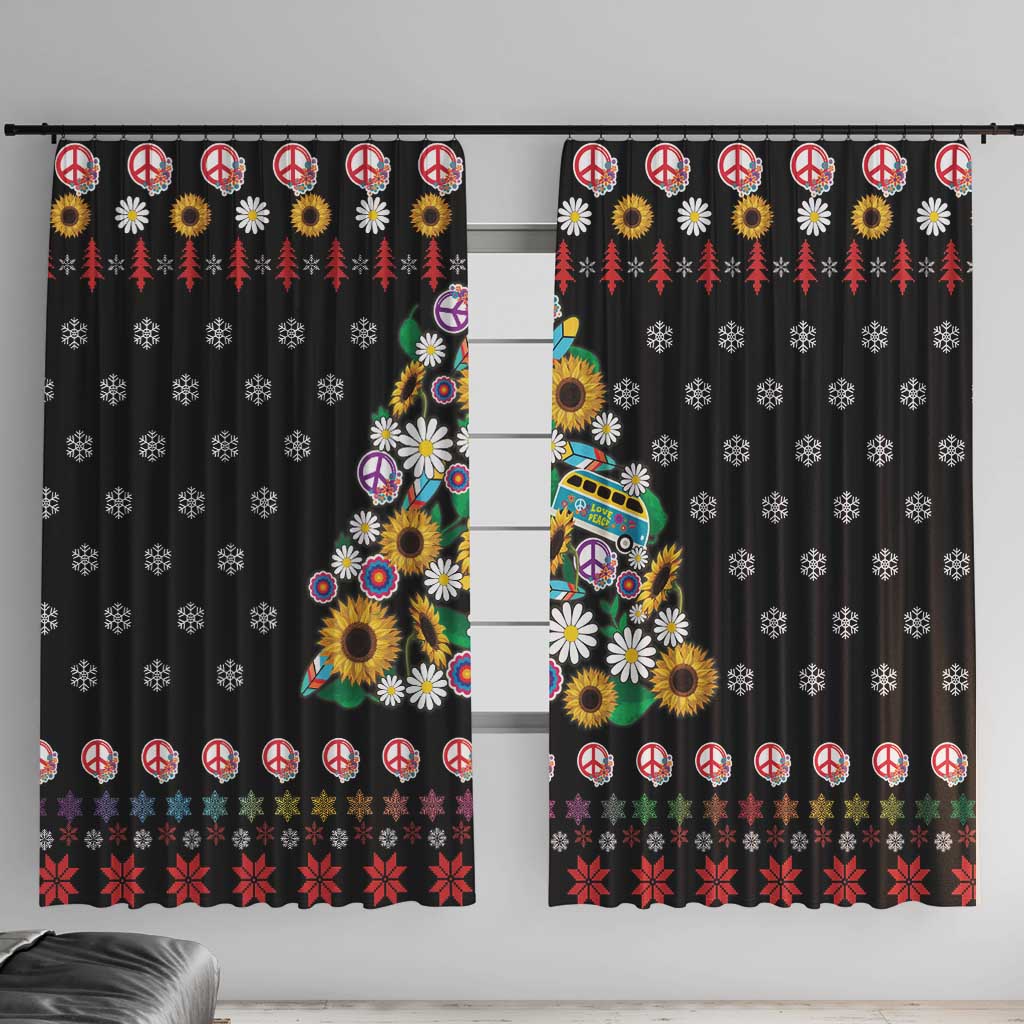 Hippie Xmas Window Curtain Hippie Flower Christmas Tree - Wonder Print Shop