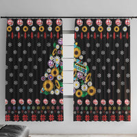Hippie Xmas Window Curtain Hippie Flower Christmas Tree - Wonder Print Shop