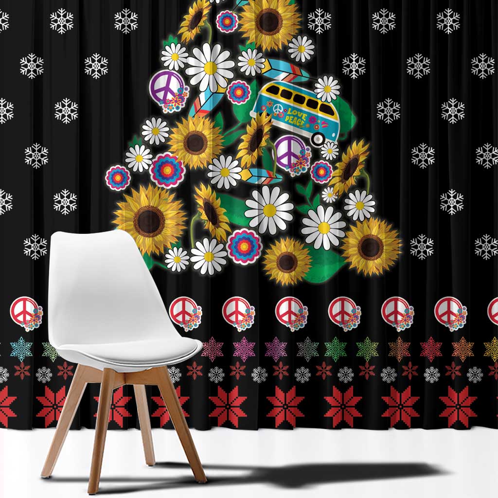 Hippie Xmas Window Curtain Hippie Flower Christmas Tree - Wonder Print Shop