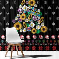 Hippie Xmas Window Curtain Hippie Flower Christmas Tree - Wonder Print Shop