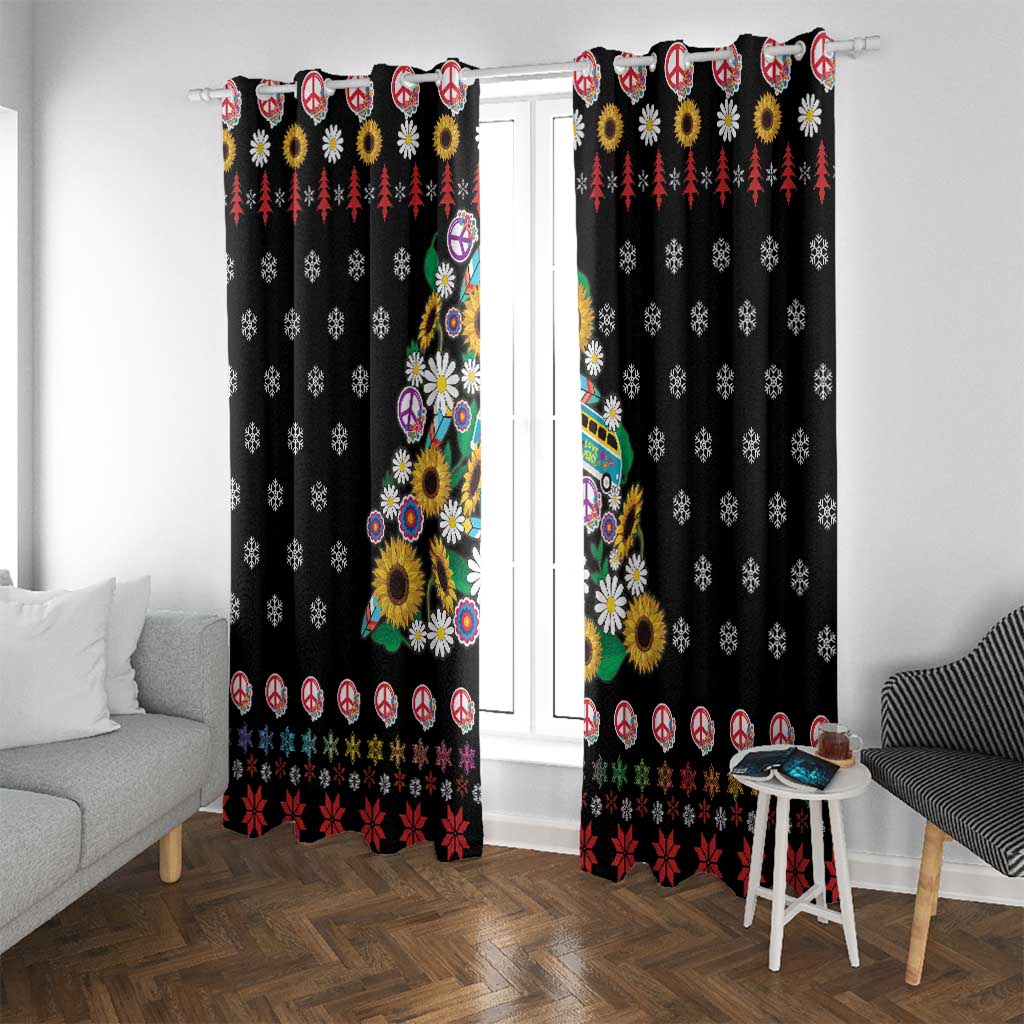 Hippie Xmas Window Curtain Hippie Flower Christmas Tree - Wonder Print Shop