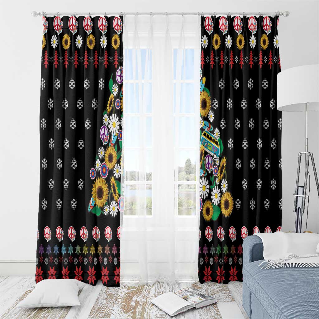 Hippie Xmas Window Curtain Hippie Flower Christmas Tree - Wonder Print Shop